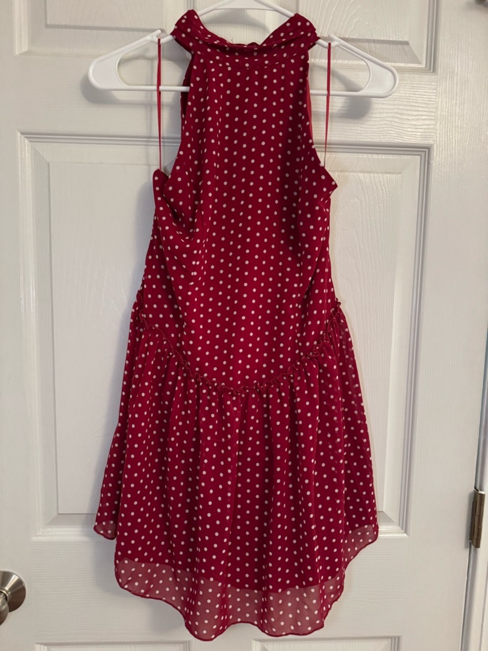 Le Lis Red and White Polka Dot Halter Dress